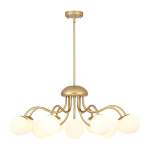 LightFixturesUSA-Bloom Firework Brass Tiered Opal Glass Bubble Chandelier-Chandelier-Brass-