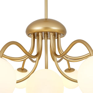 LightFixturesUSA-Bloom Firework Brass Tiered Opal Glass Bubble Chandelier-Chandelier-Brass-