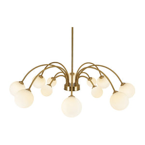 LightFixturesUSA - Bloom Frosted Glass Bubble Arched Arm Sputnik Chandelier - Chandelier - Brass - 