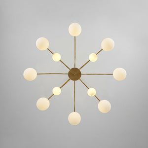 LightFixturesUSA - Bloom Frosted Glass Bubble Arched Arm Sputnik Chandelier - Chandelier - Brass - 