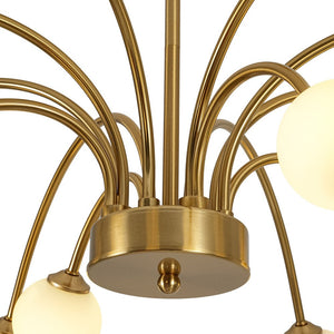 LightFixturesUSA - Bloom Frosted Glass Bubble Arched Arm Sputnik Chandelier - Chandelier - Brass - 