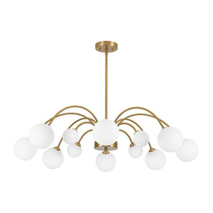 LightFixturesUSA - Bloom Frosted Glass Bubble Arched Arm Sputnik Chandelier - Chandelier - Brass - 
