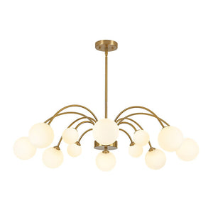 LightFixturesUSA - Bloom Frosted Glass Bubble Arched Arm Sputnik Chandelier - Chandelier - Brass - 