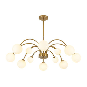 LightFixturesUSA - Bloom Frosted Glass Bubble Arched Arm Sputnik Chandelier - Chandelier - Brass - 