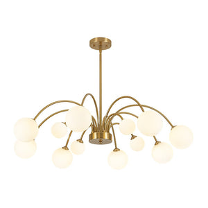 LightFixturesUSA - Bloom Frosted Glass Bubble Arched Arm Sputnik Chandelier - Chandelier - Brass - 