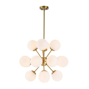 LightFixturesUSA - Bloom Frosted Glass Bubble Sphere Sputnik Chandelier - Chandelier - Brass - 