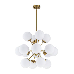 LightFixturesUSA - Bloom Frosted Glass Bubble Sphere Sputnik Chandelier - Chandelier - Brass - 