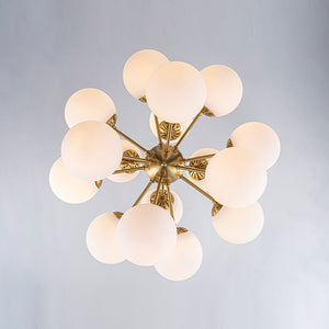 LightFixturesUSA - Bloom Frosted Glass Bubble Sphere Sputnik Chandelier - Chandelier - Brass - 