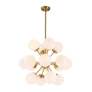 LightFixturesUSA - Bloom Frosted Glass Bubble Sphere Sputnik Chandelier - Chandelier - Brass - 