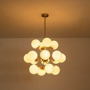 LightFixturesUSA - Bloom Frosted Glass Bubble Sphere Sputnik Chandelier - Chandelier - Brass - 