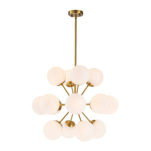 LightFixturesUSA - Bloom Frosted Glass Bubble Sphere Sputnik Chandelier - Chandelier - Brass - 
