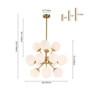 LightFixturesUSA - Bloom Frosted Glass Bubble Sphere Sputnik Chandelier - Chandelier - Brass - 