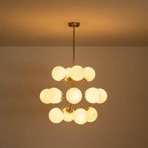 LightFixturesUSA - Bloom Frosted Glass Bubble Sphere Sputnik Chandelier - Chandelier - Brass - 