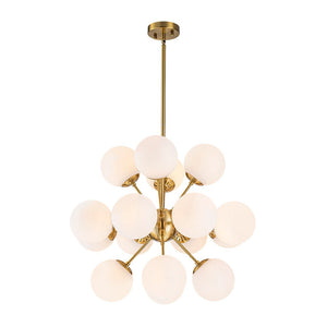 LightFixturesUSA - Bloom Frosted Glass Bubble Sphere Sputnik Chandelier - Chandelier - Brass - 