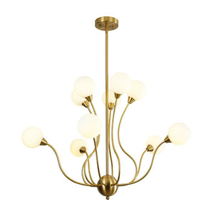 LightFixturesUSA - Bloom Frosted Glass Globe Bubble Brass Sputnik Chandelier - Chandelier - 10 - Lt - 