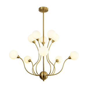 LightFixturesUSA - Bloom Frosted Glass Globe Bubble Brass Sputnik Chandelier - Chandelier - 10 - Lt - 