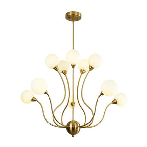 LightFixturesUSA - Bloom Frosted Glass Globe Bubble Brass Sputnik Chandelier - Chandelier - 10 - Lt - 
