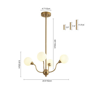 LightFixturesUSA - Bloom Frosted Glass Globe Bubble Brass Sputnik Chandelier - Chandelier - 10 - Lt - 