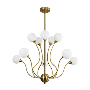 LightFixturesUSA - Bloom Frosted Glass Globe Bubble Brass Sputnik Chandelier - Chandelier - 10 - Lt - 