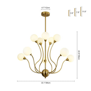 LightFixturesUSA - Bloom Frosted Glass Globe Bubble Brass Sputnik Chandelier - Chandelier - 10 - Lt - 