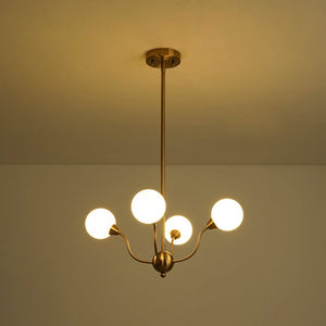LightFixturesUSA - Bloom Frosted Glass Globe Bubble Brass Sputnik Chandelier - Chandelier - 4 - Lt - 