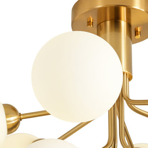 LightFixturesUSA - Bloom Frosted Glass Globe Tiered Bubble Sputnik Semi Flush - Ceiling Light - Brass - 