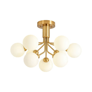 LightFixturesUSA - Bloom Frosted Glass Globe Tiered Bubble Sputnik Semi Flush - Ceiling Light - Brass - 