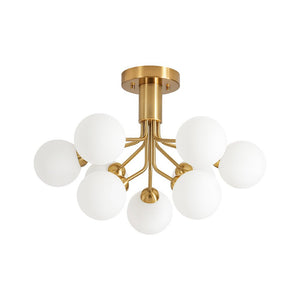 LightFixturesUSA - Bloom Frosted Glass Globe Tiered Bubble Sputnik Semi Flush - Ceiling Light - Brass - 