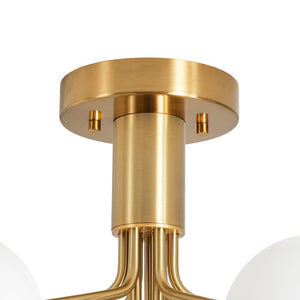 LightFixturesUSA - Bloom Frosted Glass Globe Tiered Bubble Sputnik Semi Flush - Ceiling Light - Brass - 