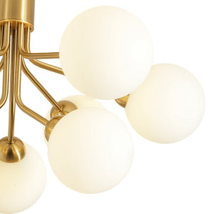 LightFixturesUSA - Bloom Frosted Glass Globe Tiered Bubble Sputnik Semi Flush - Ceiling Light - Brass - 