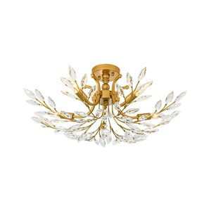 LightFixturesUSA-Bloom Glam Crystal Laurel Vine Brass Empire Semi Flush Mount-Ceiling Light-27.6 in-