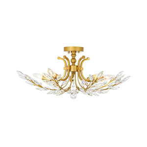 LightFixturesUSA-Bloom Glam Crystal Laurel Vine Brass Empire Semi Flush Mount-Ceiling Light-27.6 in-