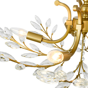 LightFixturesUSA-Bloom Glam Crystal Laurel Vine Brass Empire Semi Flush Mount-Ceiling Light-27.6 in-