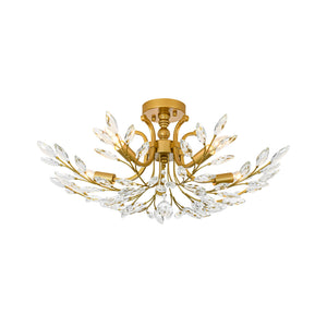LightFixturesUSA-Bloom Glam Crystal Laurel Vine Brass Empire Semi Flush Mount-Ceiling Light-27.6 in-