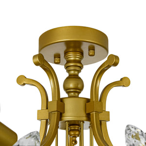 LightFixturesUSA-Bloom Glam Crystal Laurel Vine Brass Empire Semi Flush Mount-Ceiling Light-27.6 in-