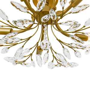 LightFixturesUSA-Bloom Glam Crystal Laurel Vine Brass Empire Semi Flush Mount-Ceiling Light-27.6 in-