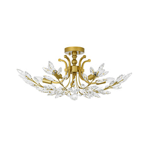 LightFixturesUSA-Bloom Glam Crystal Laurel Vine Brass Empire Semi Flush Mount-Ceiling Light-27.6 in-