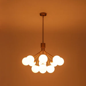 LightFixturesUSA - Bloom Opal Glass Bubble Tiered Sputnik Semi Flush Chandelier - Ceiling Light - Brass - 