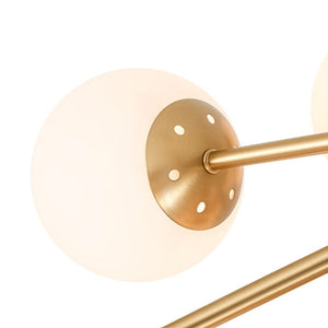 LightFixturesUSA - Bloom Opal Glass Bubble Tiered Sputnik Semi Flush Chandelier - Ceiling Light - Brass - 