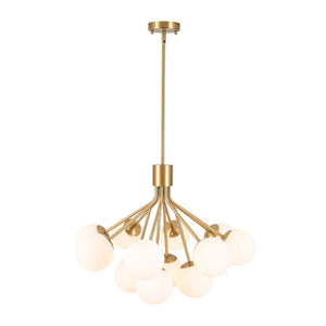 LightFixturesUSA - Bloom Opal Glass Bubble Tiered Sputnik Semi Flush Chandelier - Ceiling Light - Brass - 