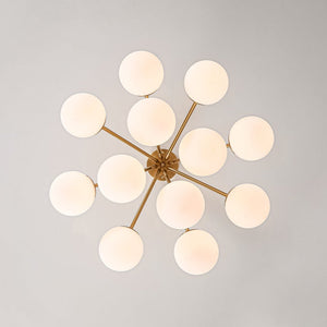 LightFixturesUSA - Bloom Opal Glass Bubble Tiered Sputnik Semi Flush Chandelier - Ceiling Light - Brass - 