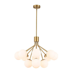 LightFixturesUSA - Bloom Opal Glass Bubble Tiered Sputnik Semi Flush Chandelier - Ceiling Light - Brass - 