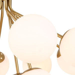 LightFixturesUSA - Bloom Opal Glass Bubble Tiered Sputnik Semi Flush Chandelier - Ceiling Light - Brass - 