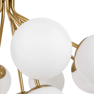 LightFixturesUSA - Bloom Opal Glass Bubble Tiered Sputnik Semi Flush Chandelier - Ceiling Light - Brass - 
