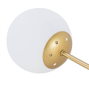LightFixturesUSA-Bloom Opal Glass Globe Bubble Semi Flush Chandelier-Ceiling Light-Brass-