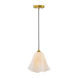 LightFixturesUSA-Bloom Pleated Shine Opal Glass Calla Flower Pendant Light-Pendant Light-10.6 in-