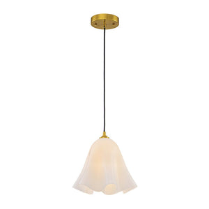 LightFixturesUSA-Bloom Pleated Shine Opal Glass Calla Flower Pendant Light-Pendant Light-10.6 in-
