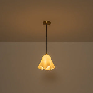 LightFixturesUSA-Bloom Pleated Shine Opal Glass Calla Flower Pendant Light-Pendant Light-10.6 in-