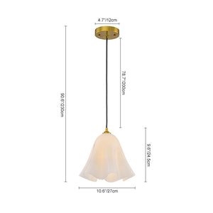 LightFixturesUSA-Bloom Pleated Shine Opal Glass Calla Flower Pendant Light-Pendant Light-10.6 in-