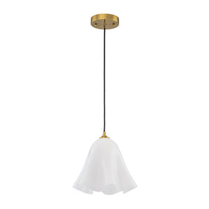 LightFixturesUSA-Bloom Pleated Shine Opal Glass Calla Flower Pendant Light-Pendant Light-10.6 in-
